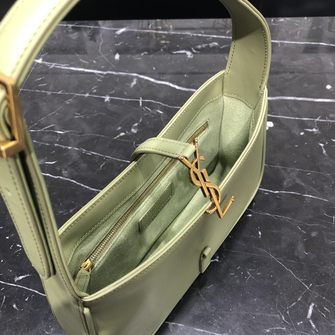 Saint Laurent LE 5 A 7 Smooth Calfskin Shoulder Bag Handbag Light Green 657228 